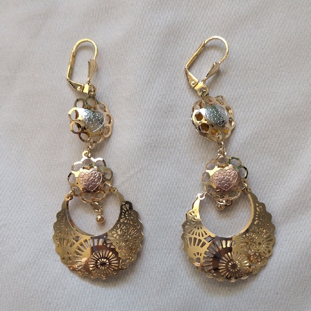 Elegant Gold and Silver Dangle Earrings